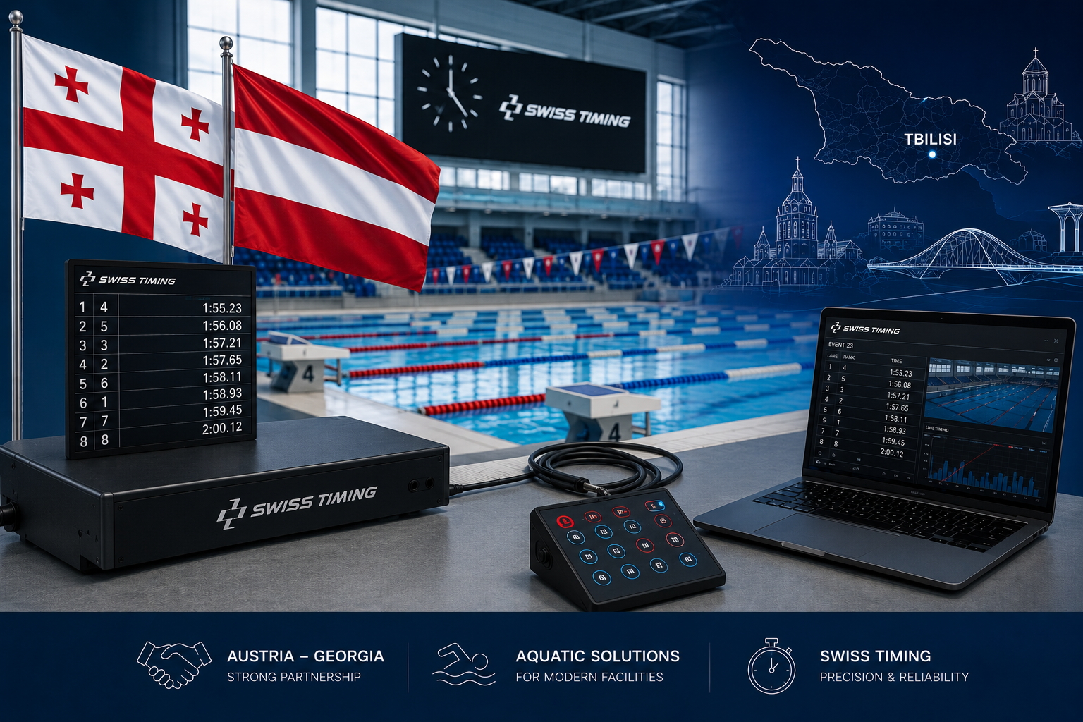 AVK GmbH Delivers Swiss Timing Swimming Equipment to Georgia