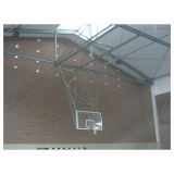 Basketball post pulled up, with electric control