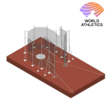 World athletics aluminum hammer cage with galvanized steel doors and ground sleeves