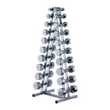 Chrome stand for 10 pairs of chrome dumbbells