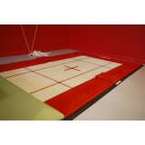Small built-in trampoline with pit