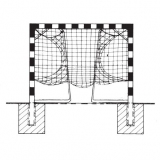 Handball goals, For insertion into ground sockets, with Folding net hoops, with aluminium cast corner joints, 3x2 m