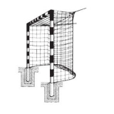 Handball goals, For insertion into ground sockets, with patented steel corner joints, 3x2 m