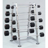 Barbell rack and rubber barbells - for fitness and weightlifting