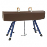 Pommel horse, covered with natural leather, adjustable height