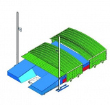 Pole-vault landing system standard shed