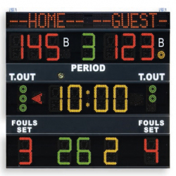 Scoreboard for multisport, details of last foul, teams name, 200x180 cm, radio transmission - FIBA approved scoreboard-for-multisport-details-of-last-foul-teams-name-200x180-cm-radio-transmission---fiba-approved