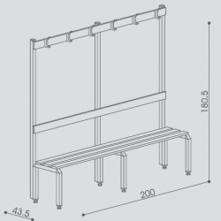 Bench with a back and a hanger series “Comfort” AVGS1007