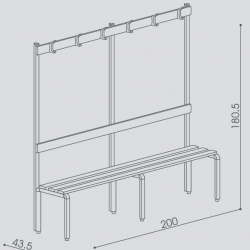 Bench with a back and a hanger series “Q” AVGS1010